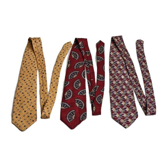 Robert Talbott Silk Tie Lot of 3 Multicolor Geo Hand Fan Designer USA Italy Boho - Picture 14 of 16